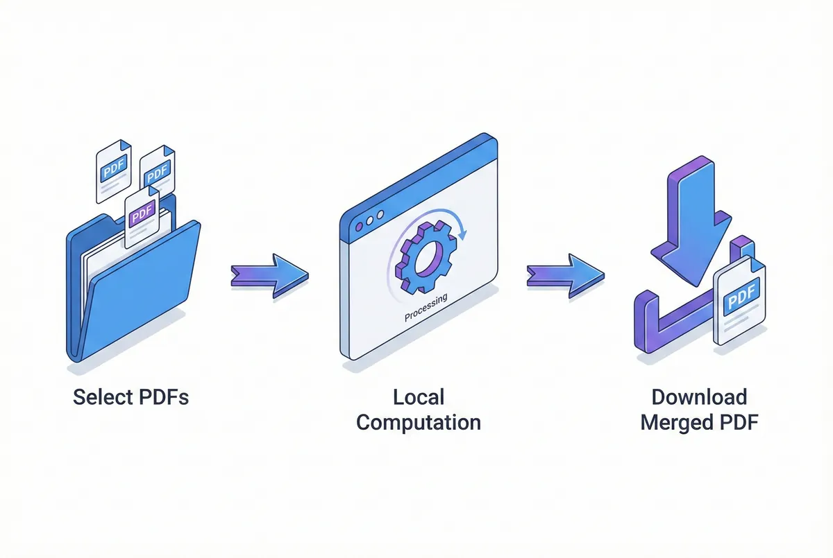 Step by step process to merge PDFs without uploading